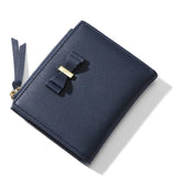 Bow Women Small Leather Wallet Zipper Purses Lady Purse
