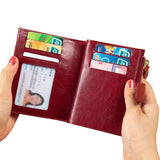 Leather Retro Oil Wax Cowhide Women Wallet Short Small Coin Purse Girls