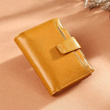 Leather Retro Oil Wax Cowhide Women Wallet Short Small Coin Purse Girls