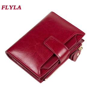 Women Wallet Leather Retro Oil Wax Cowhide Girls Wallet Short Zipper Small Coin