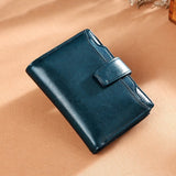 Oil Wax Cowhide Women Wallet Short Zipper Coin Purse Carteras