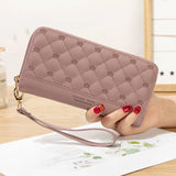 Women Wallet Long Crown Double Zipper Embroidery Thread Ladies Hand Wallet