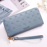Embroidered Long Crown Zipper Women Wallet