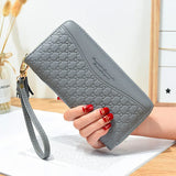 Long Plaid Zipper Ladies Wallet Multi-card Mobile Phone Bag