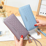Long Plaid Zipper Ladies Wallet Multi-card Mobile Phone Bag