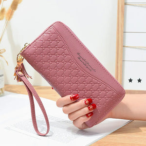 Long Plaid Zipper Ladies Wallet Multi-card Mobile Phone Bag
