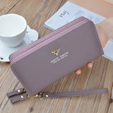 Embroidered Double Zipper Women's Long Wallet