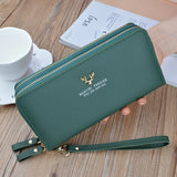 Embroidered Double Zipper Women's Long Wallet