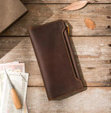 Vintage Leather Wallet Long Wallet for Men and Women