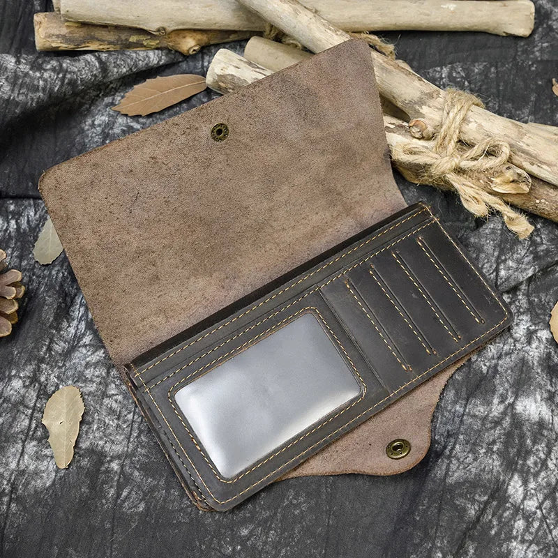 Vintage Leather Wallet Long Wallet for Men and Women