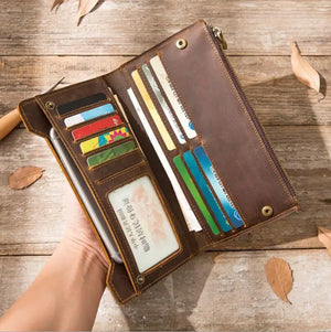 Vintage Leather Wallet Long Wallet for Men and Women