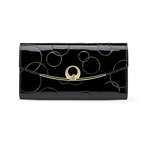 Women Leather Clutch Wallet Long Diamond Hasp 3-Fold
