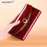 Women Leather Clutch Wallet Long Diamond Hasp 3-Fold
