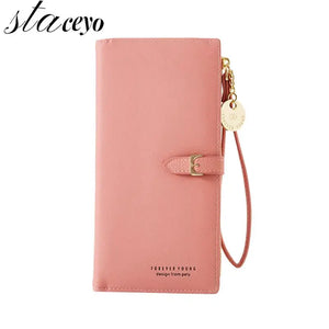 Women Multifunctional PU Leather Long Wallet Clutch Zipper Student Wallet