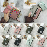 Women Wallet PU Leather Print Flower Cash Pocket Clutch Short Purse