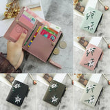 Women Wallet PU Leather Print Flower Cash Pocket Clutch Short Purse