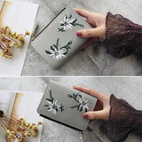 Women Wallet PU Leather Print Flower Cash Pocket Mini Clutch Short Purse