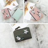 Women Wallet PU Leather Print Flower Cash Pocket Mini Clutch Short Purse