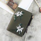 Women Wallet PU Leather Print Flower Cash Pocket Mini Clutch Short Purse