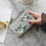 Women Wallet PU Leather Print Flower Cash Pocket Mini Clutch Short Purse