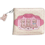 Vintage Bifold Clutch Women's Wallet with Bear Design