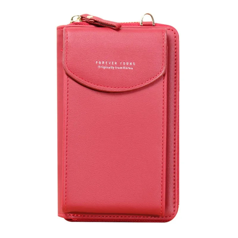 Mini Leather Shoulder Wallet with Phone Holder