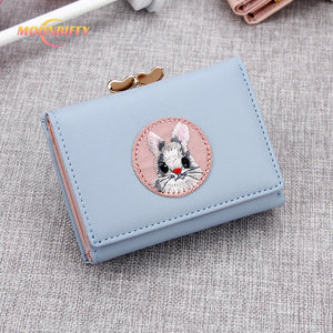 Small Rabbit Wallet Short PU Leather Solid Wallets Portefeuille Female
