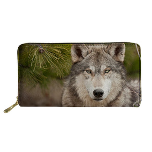 3D Wolf Women Wallet Long Pu Leather Purse Coin Pouch