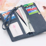 Women Dull Leather Wallet Double Zipper Clutch Purse Wristlet