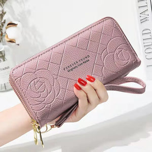Women Wallets Mobile Phone Bags Printed Clutch Double Zipper Stars Multicolor