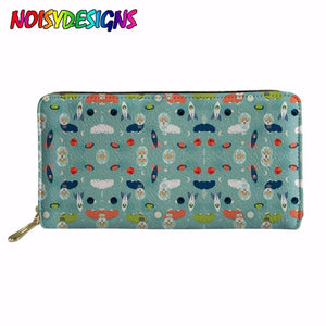 Women Wallets Lady Purse Long Wallet Corgi Glasses Mint Orange Prints Clutch