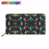 Women Wallets Lady Purse Long Wallet Corgi Glasses Mint Orange Prints Clutch