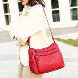 Soft PU Leather Shoulder Bag Crossbody Handbag Multi-pocket Messenger Bags