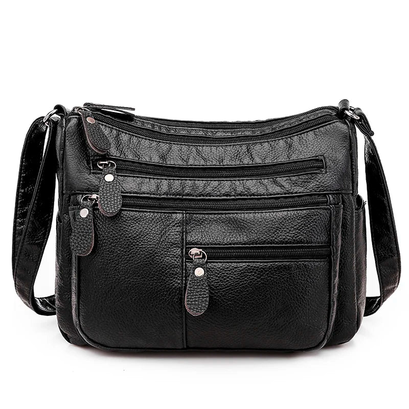 Soft PU Leather Shoulder Bag Crossbody Handbag Multi-pocket Messenger Bags