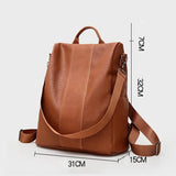 Waterproof Anti-theft Leather Backpack for Women - Multifunction Travel Shoulder