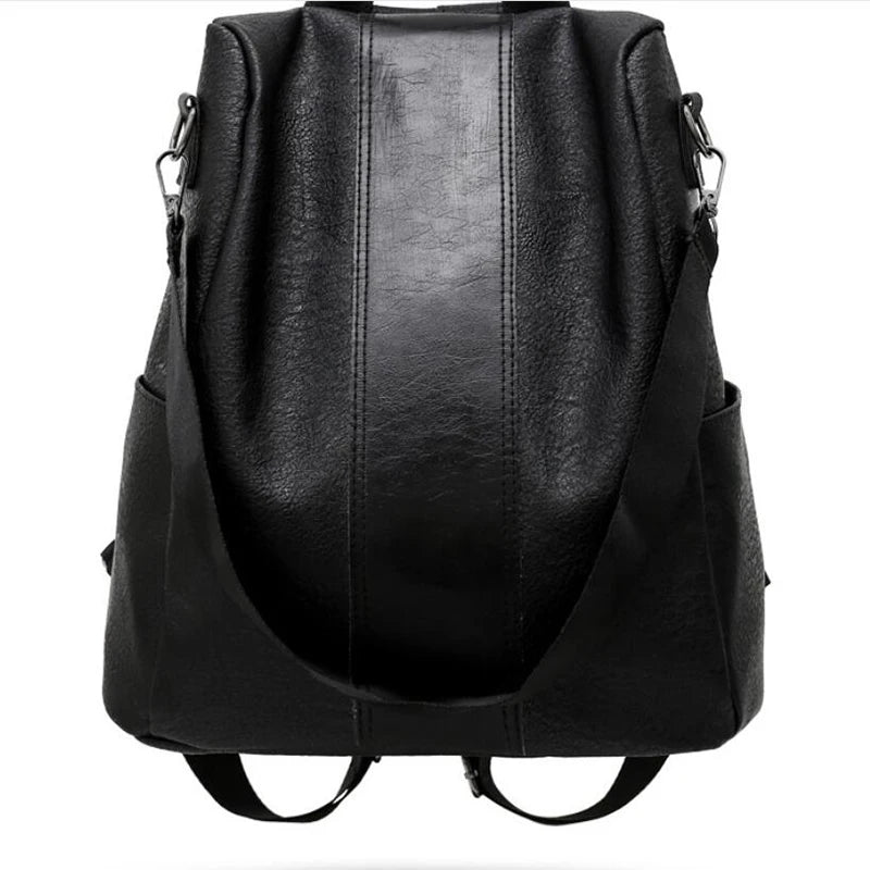 Waterproof Anti-theft Leather Backpack for Women - Multifunction Travel Shoulder
