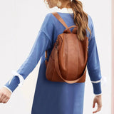 Waterproof Anti-theft Leather Backpack for Women - Multifunction Travel Shoulder