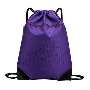Women Waterproof Drawstring Backpack with Front Zipper Pocket