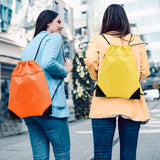 Women Waterproof Drawstring Backpack with Front Zipper Pocket