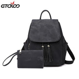 Waterproof Leather Backpacks for Women - 2pc/Set