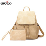 Waterproof Leather Backpacks for Women - 2pc/Set