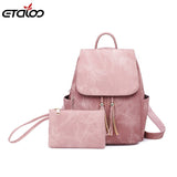 Waterproof Leather Backpacks for Women - 2pc/Set