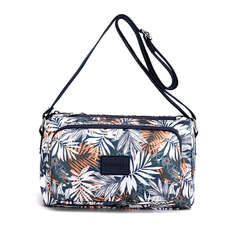 Waterproof Nylon Shoulder Bag Female Flower Crossbody Bag