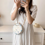 Lace Flower Ring Handbag Round Crossbody Clutch Wedding Evening Bag