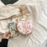 Lace Flower Ring Handbag Round Crossbody Clutch Wedding Evening Bag