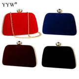 Burgundy Flannelette Clutch Bag Trapezoid Evening Party Clutches Bag