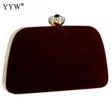 Burgundy Flannelette Clutch Bag Trapezoid Evening Party Clutches Bag
