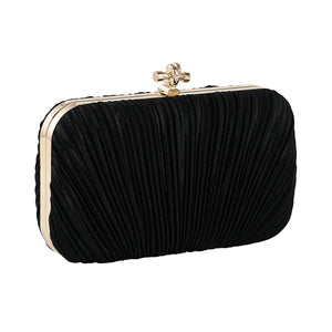 Glitter Pleated Evening Bag Chain Clutch Purse for Women Wedding Party