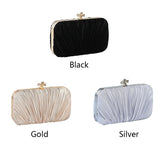 Glitter Pleated Evening Bag Chain Clutch Purse for Women Wedding Party
