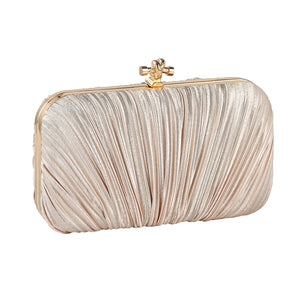 Glitter Pleated Evening Bag Chain Clutch Purse for Women Wedding Party